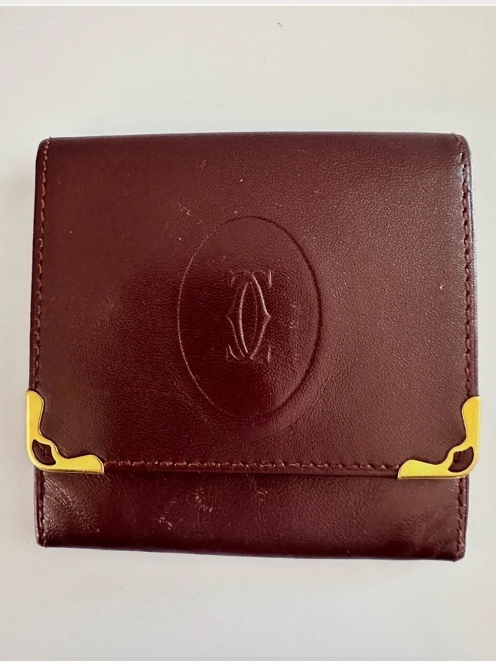 Cartier Burgundy Coin Pouch - Authentic